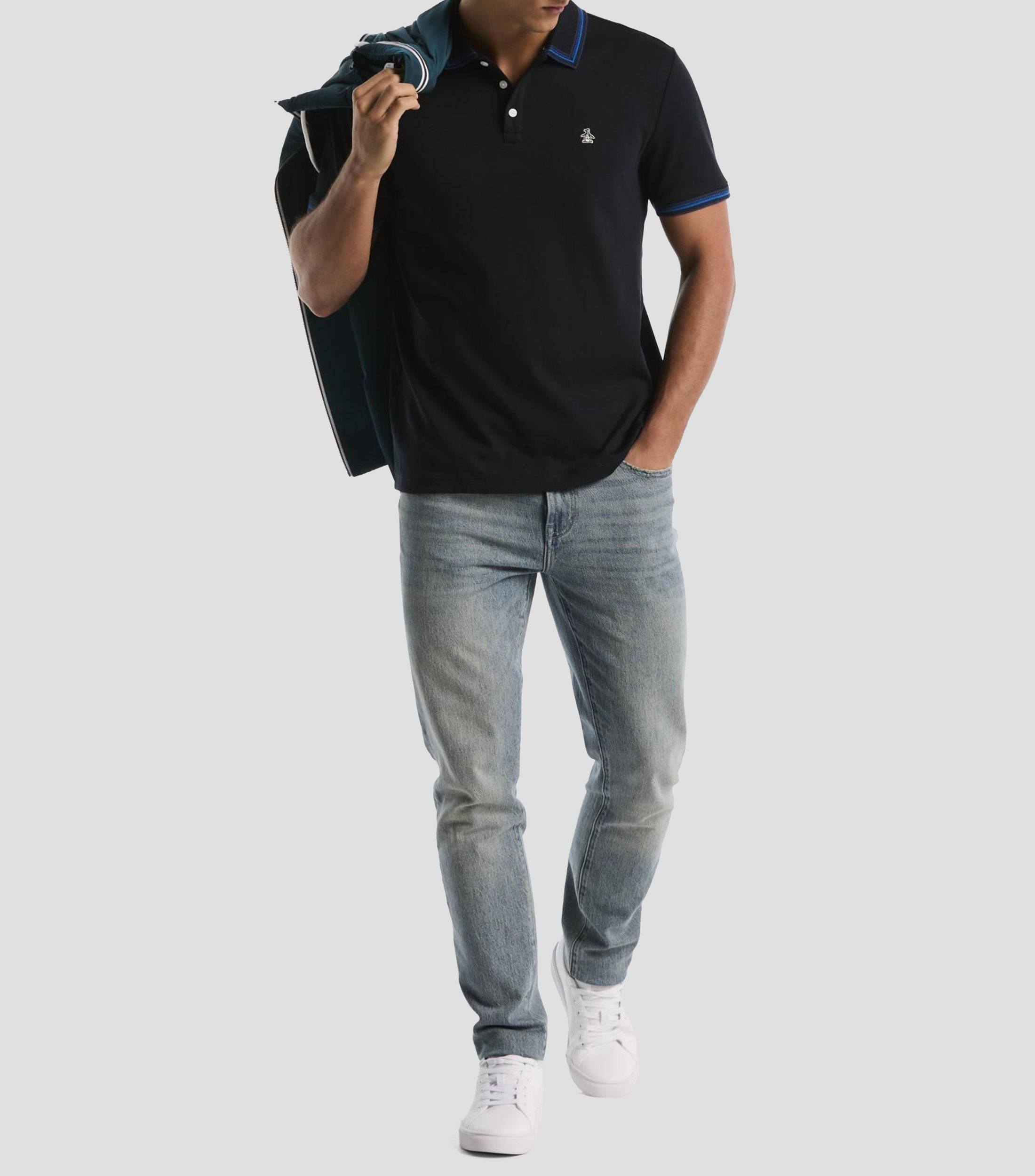 Playera tipo polo manga corta lisa Hombre
